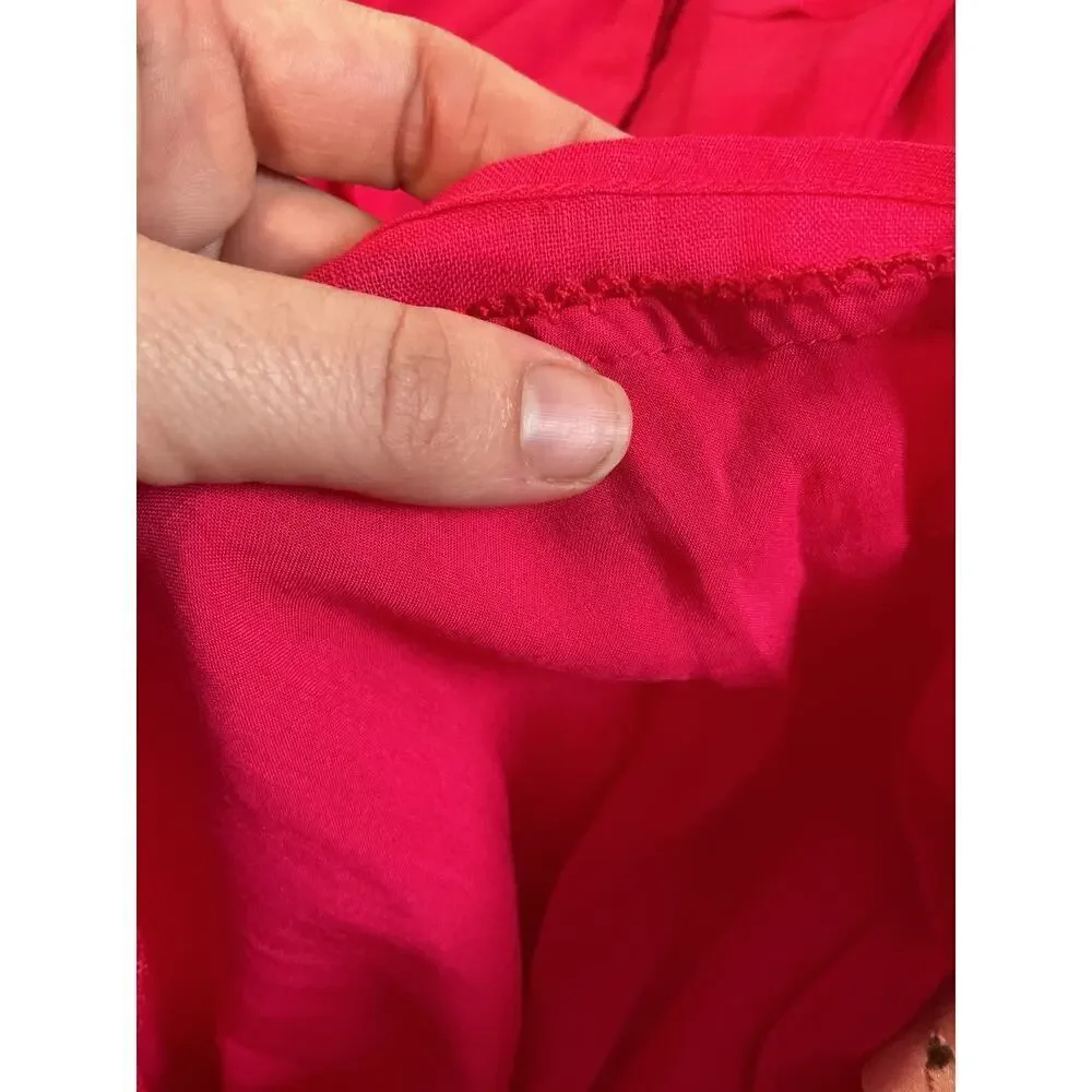 HD In Paris Anthro Womens Printemps Linen Dress Bright Pink US 6 Bright Pink - Picture 13 of 13